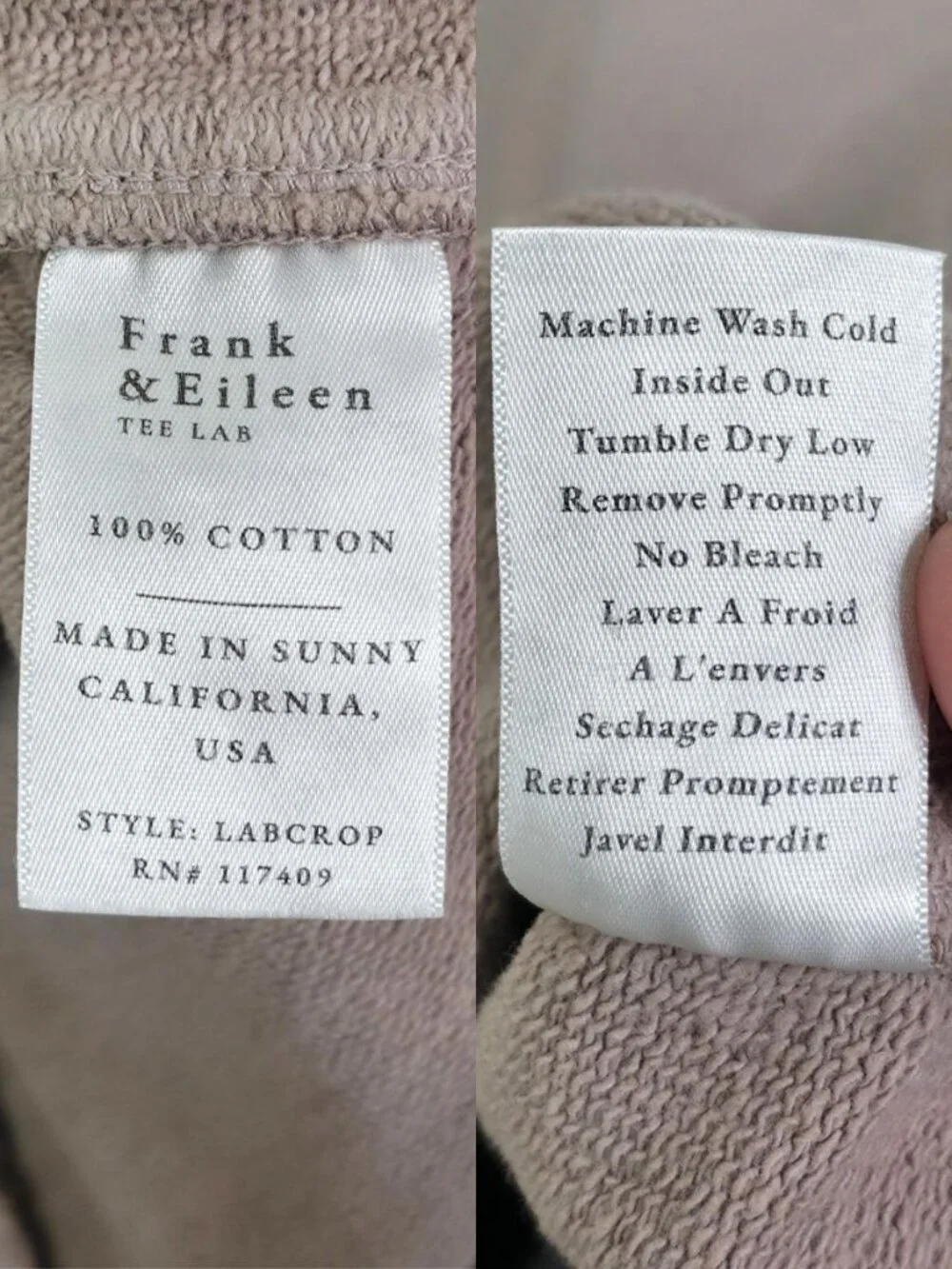 Frank & Eileen Mini Belfast Jacket Biscotti Triple Fleece Cropped Sweatshirt S